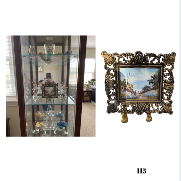 Vintage Miniature Framed Art Print with Ornate Gold-Tone Frame & Stand - Picture 10 of 10